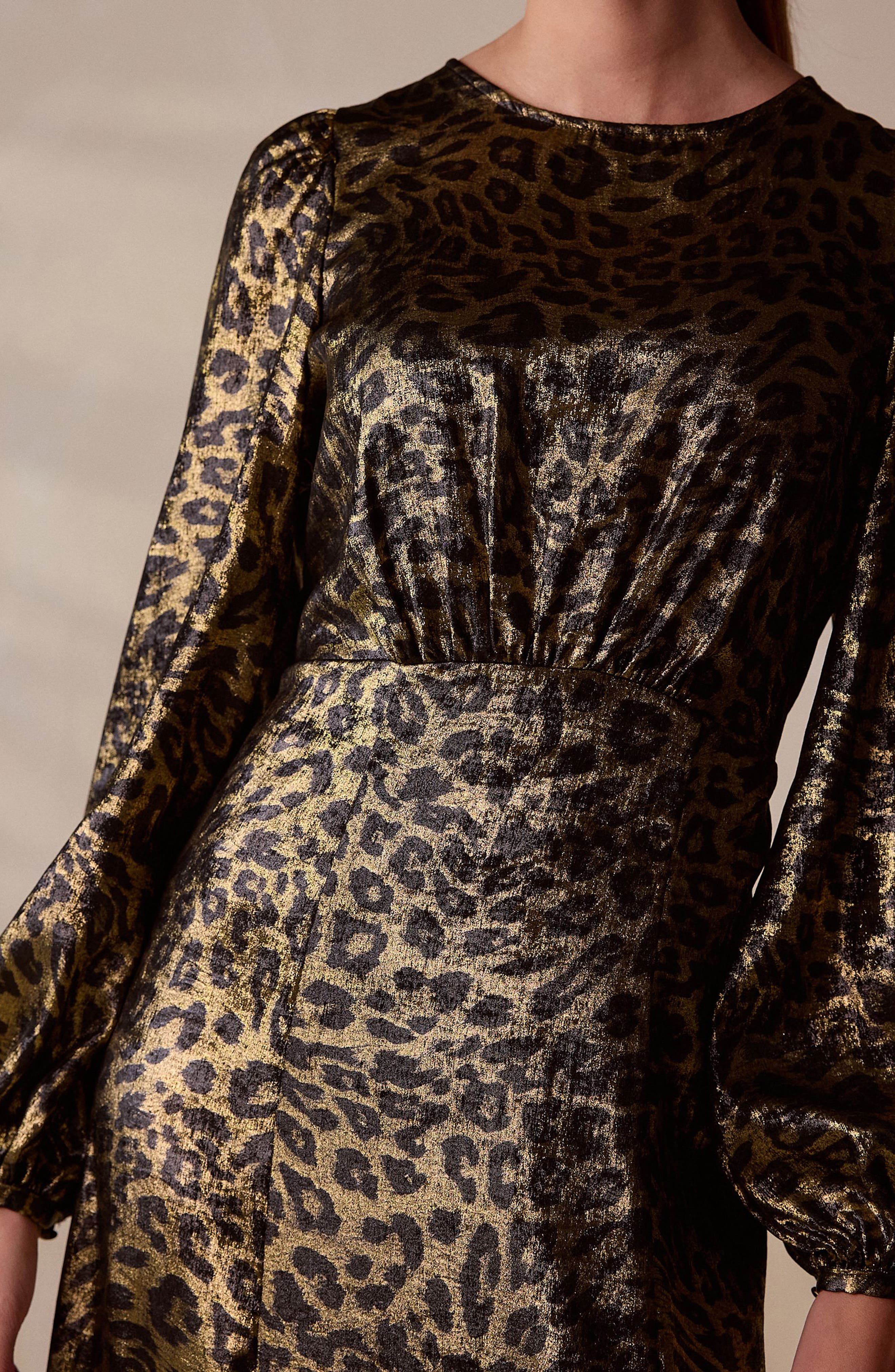 metallic animal print dress Metallic Leopard Printed Sleeveless Maxi Dress Golden Leopard Large