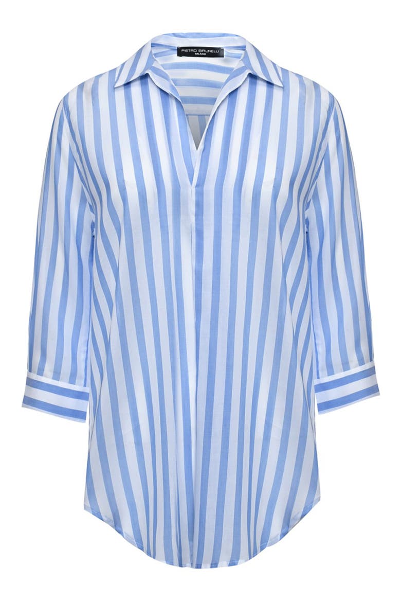 Long Sleeve Johnny Collar Shirt, Alternate, color, SKY