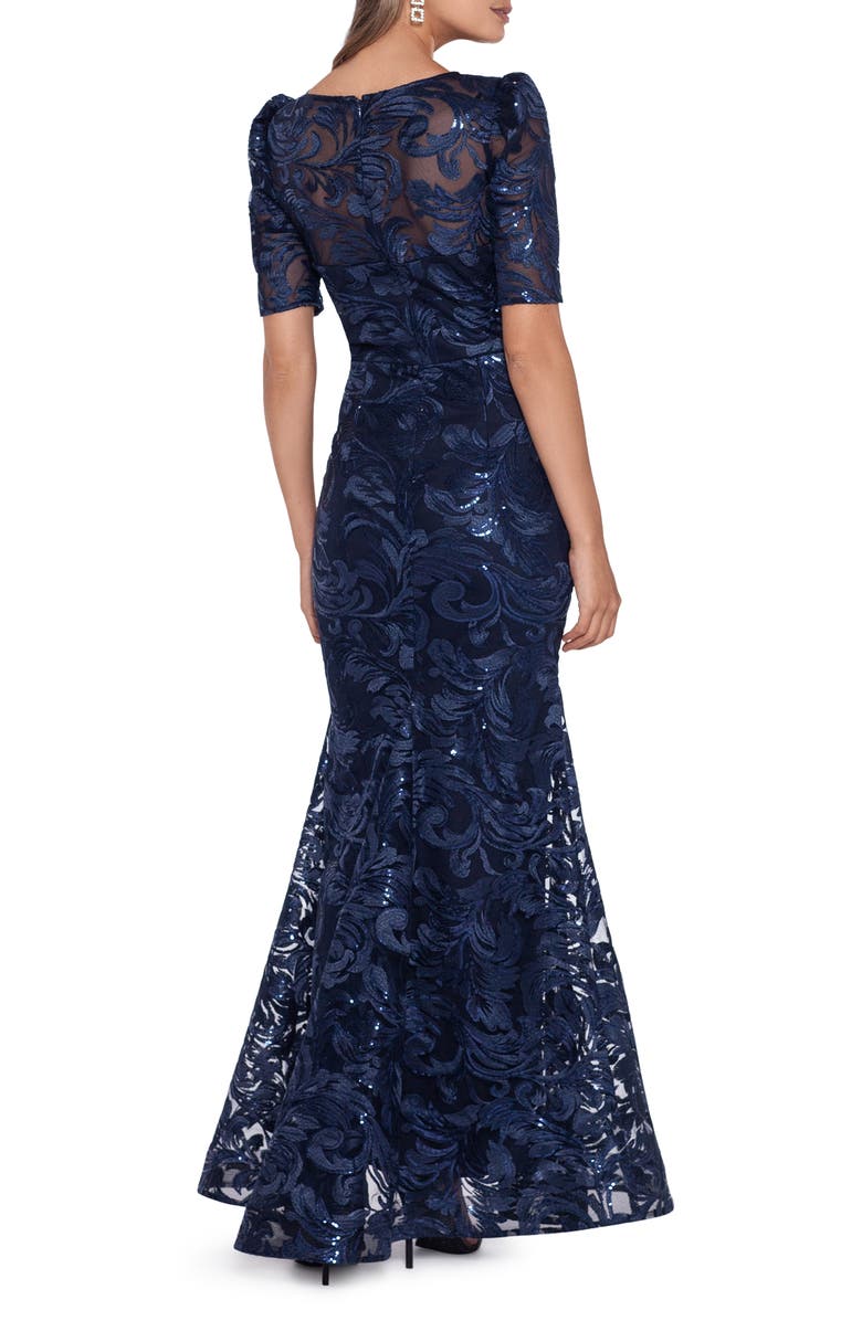 Xscape Evenings Xscape Embroidered Sequin Short Sleeve Gown, Alternate, color, 