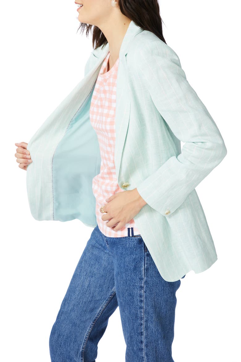Pinstripe One-Button Blazer, Alternate, color, CRYSTAL SKY