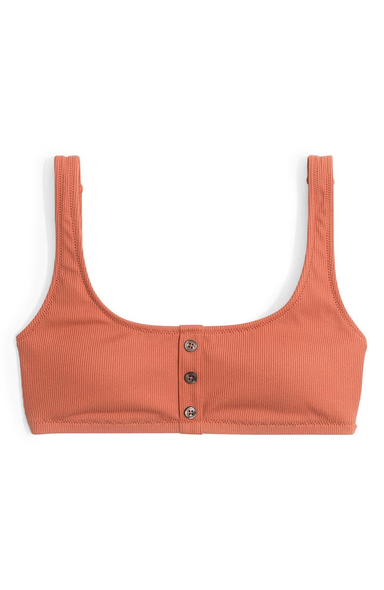 Madewell Second Wave Ribbed Henley Bikini Top, Alternate, color, 