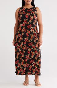 Vince Camuto Floral Sleeveless Jersey Maxi Dress