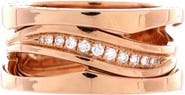 Pre-Owned Bvlgari B.Zero1 Design Legend Zaha Hadid Three Band Ring 18K Rose Gold with Diamonds