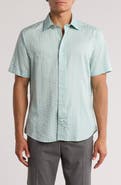 David Donahue Print Short Sleeve Sport Shirt