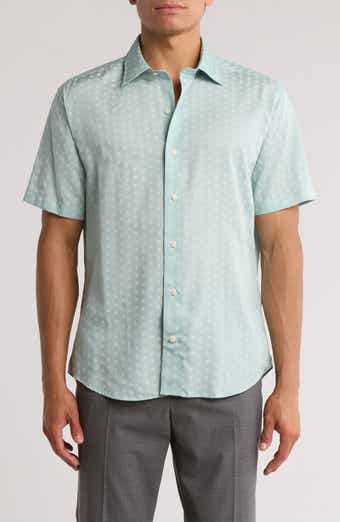 David Donahue Print Short Sleeve Sport Shirt