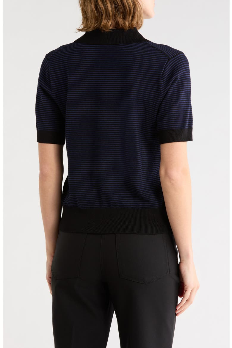 Striped Short Sleeve Sweater, Alternate, color, BLACK/ INTREPID BLUE