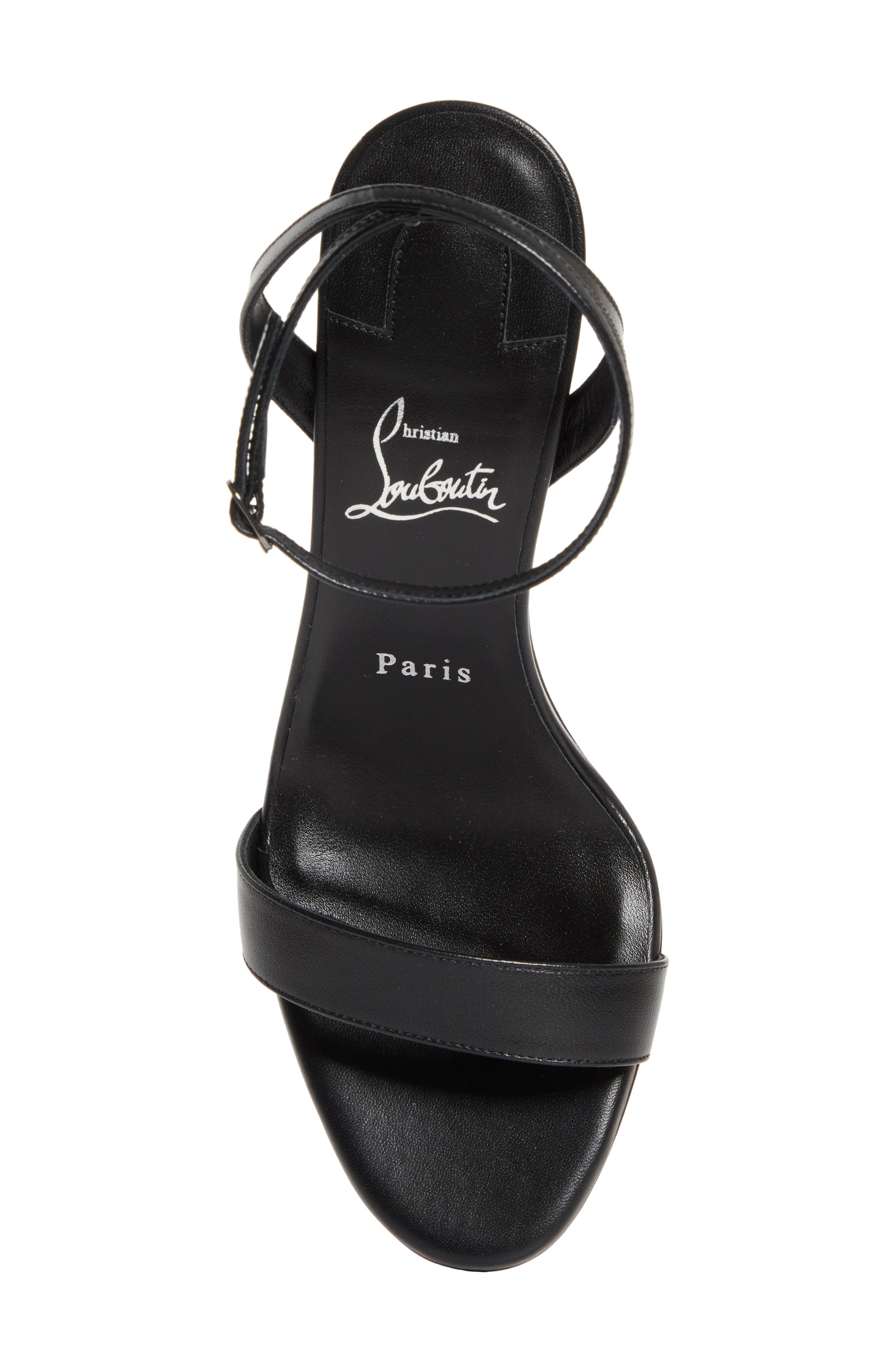 Christian Louboutin Miss Z Ankle Strap Sandal, Alternate, color, Black/ Black