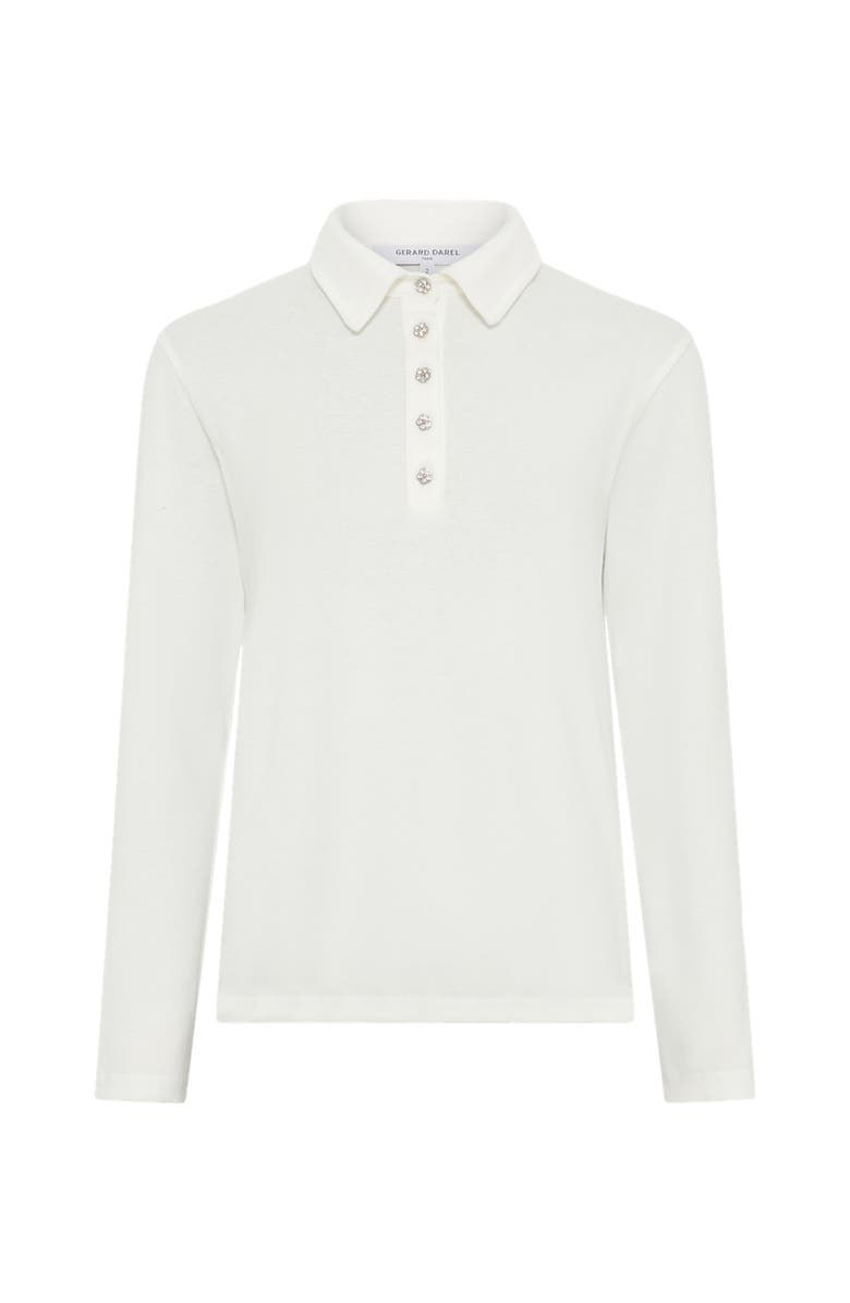 GERARD DAREL Hania Rhinestone Button Polo Shirt, Alternate, color, Ecru