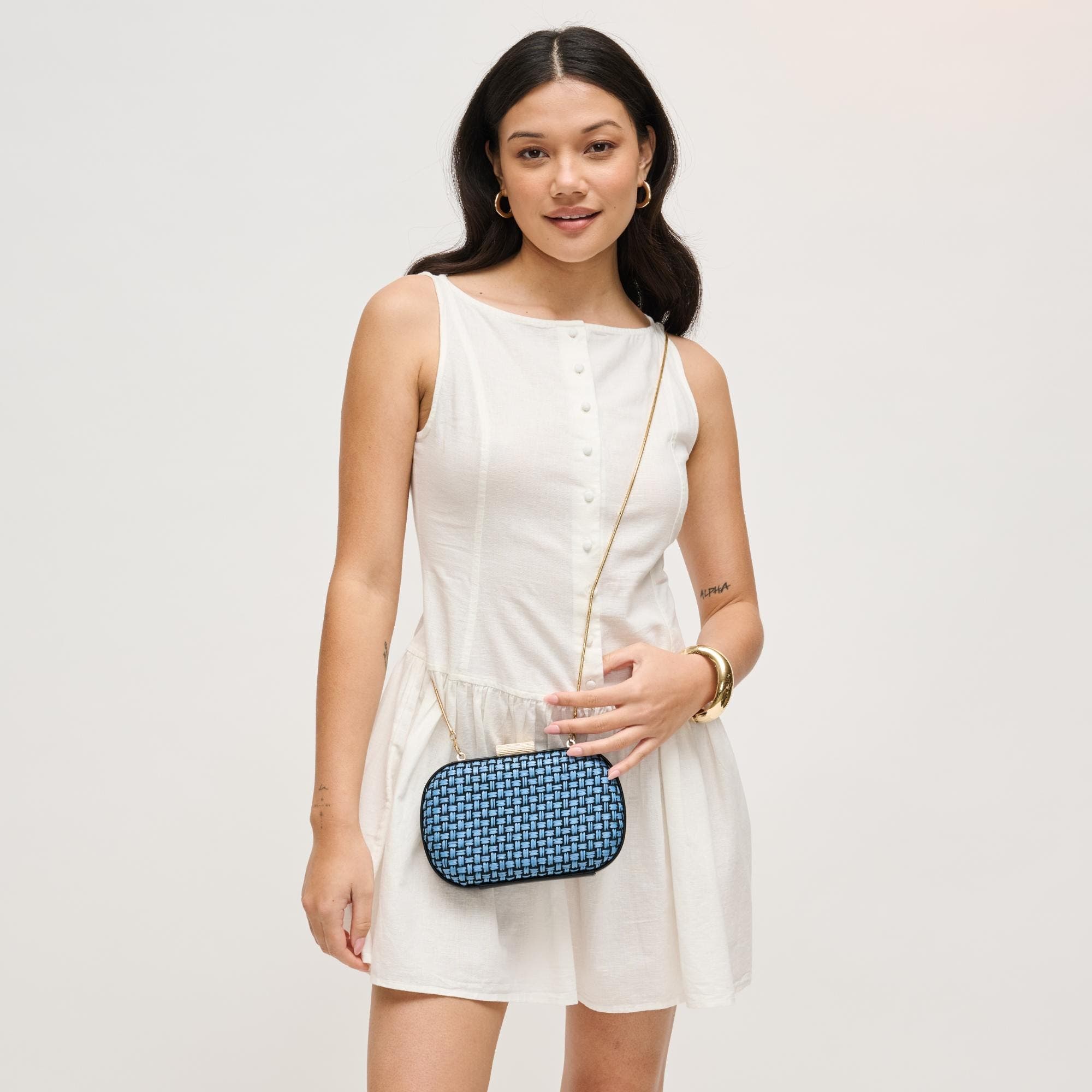URBAN EXPRESSIONS HANDBAGS Cove Evening Bag, Alternate, color, Blue Black
