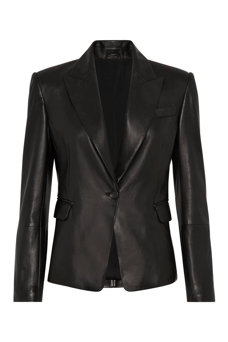 Nappa leather jacket with monili, Main, color, Black
