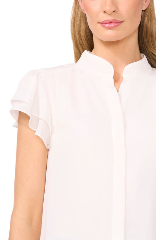 Shop Cece Flutter Sleeve Georgette Top In New Ivory