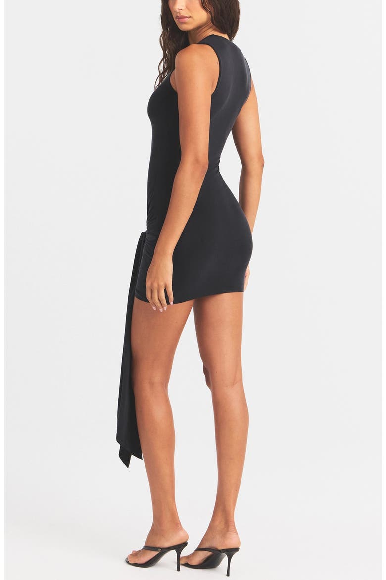 Cupro Jersey Wrap Minidress, Alternate, color, OBSIDIAN