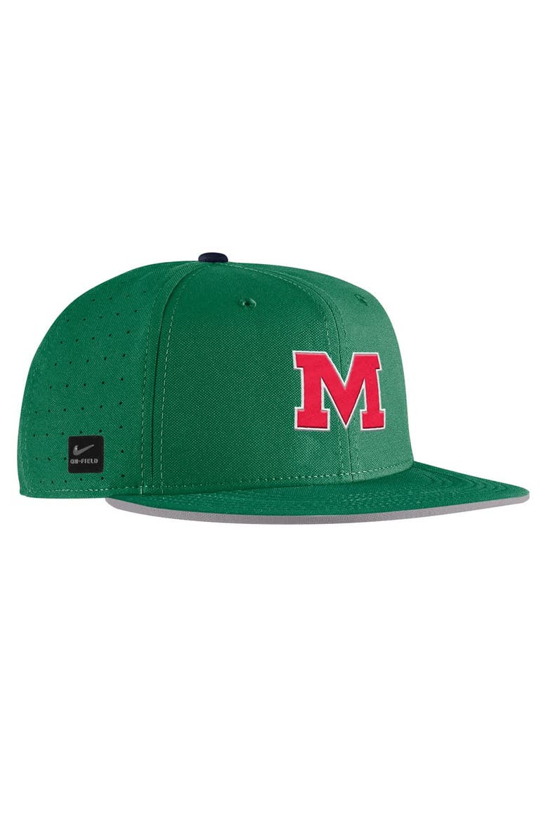 Nike Men's Nike Green Ole Miss Rebels On-Field Baseball Performance Fitted Hat, Alternate, color, Green
