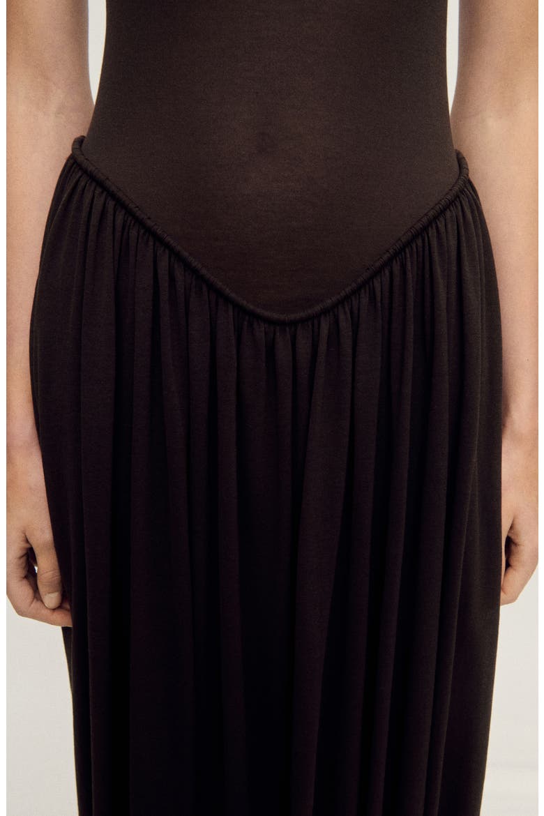 Semisheer Mixed Media Cotton Blend Maxi Dress, Alternate, color, CHOCOLATE