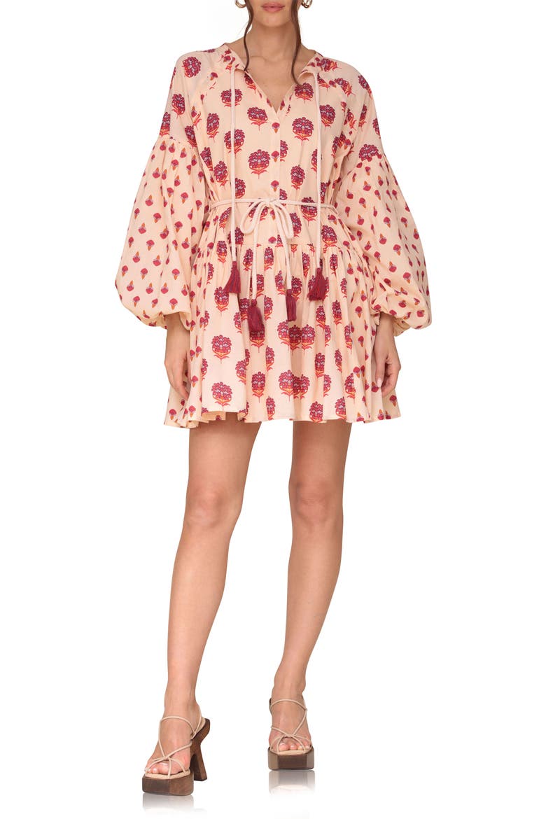 Mixed Print Cotton Minidress, Main, color, SUNSET MULTI