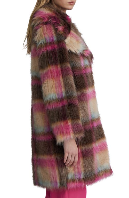 Nvlt Plaid Faux-fur Luxious Coat Jacket In Brown
