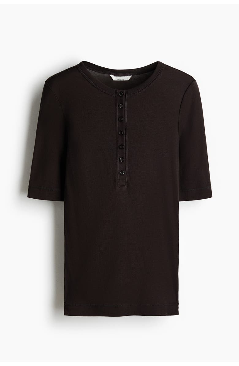 H&M Pima Cotton Top, Main, color, Dark Brown