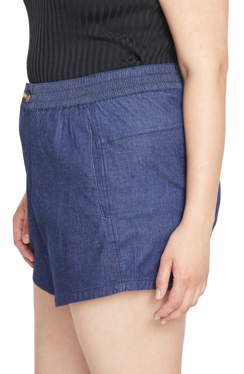 Universal Standard Capri Cotton Chambray Shorts In Purple