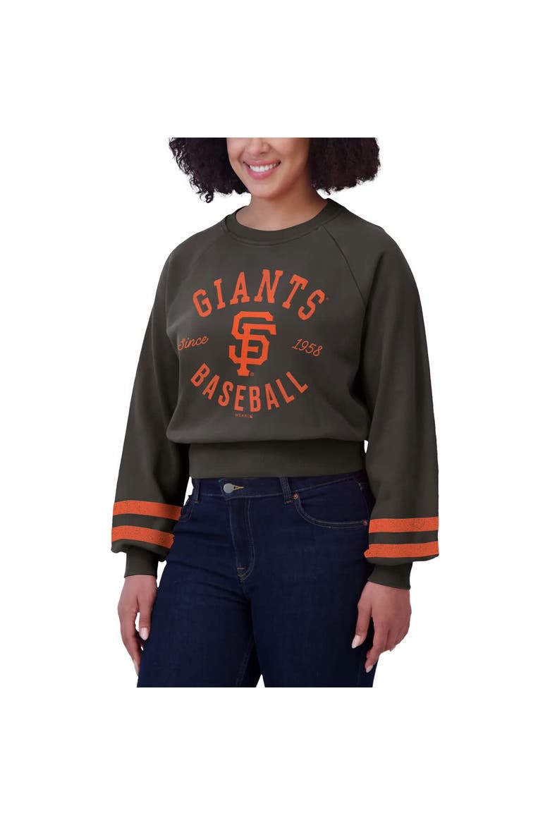 Women's WEAR by Erin Andrews  Black San Francisco Giants Vintage Washed Cropped Pullover Sweatshirt, Alternate, color, Black