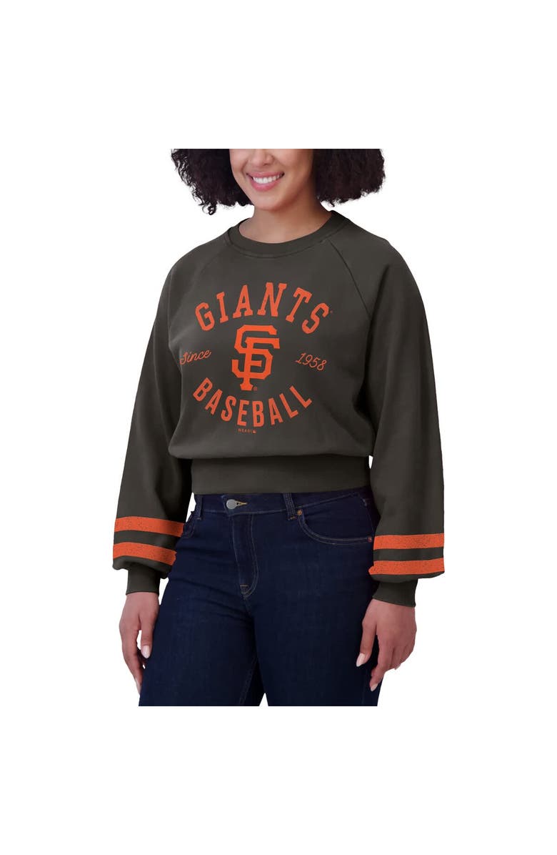 WEAR by Erin Andrews Women's WEAR by Erin Andrews Black San Francisco Giants Vintage Washed Cropped Pullover Sweatshirt, Alternate, color, Black