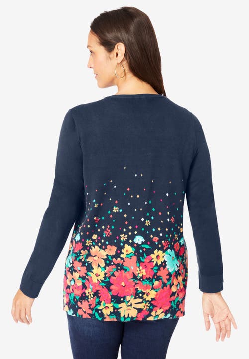 Jessica London Fine Gauge Cardigan In Blue