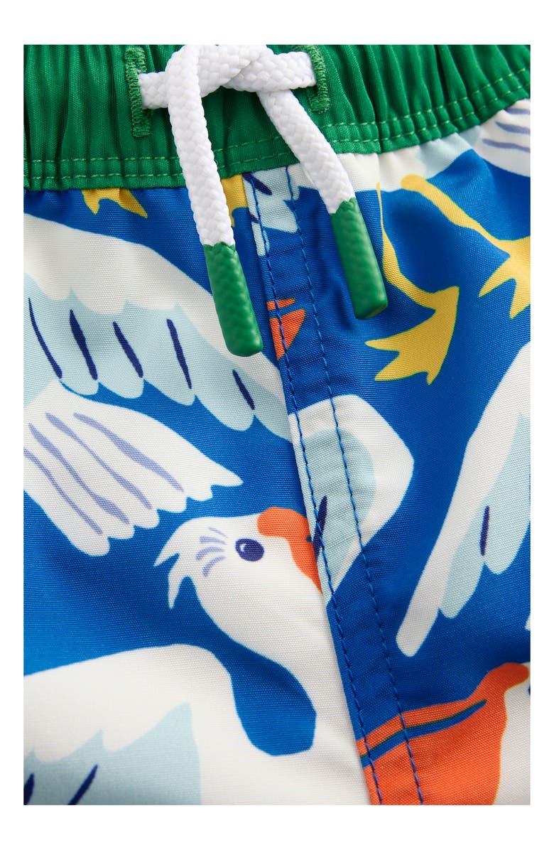 Mini Boden Kids' Print Swim Trunks, Alternate, color, Pelicans