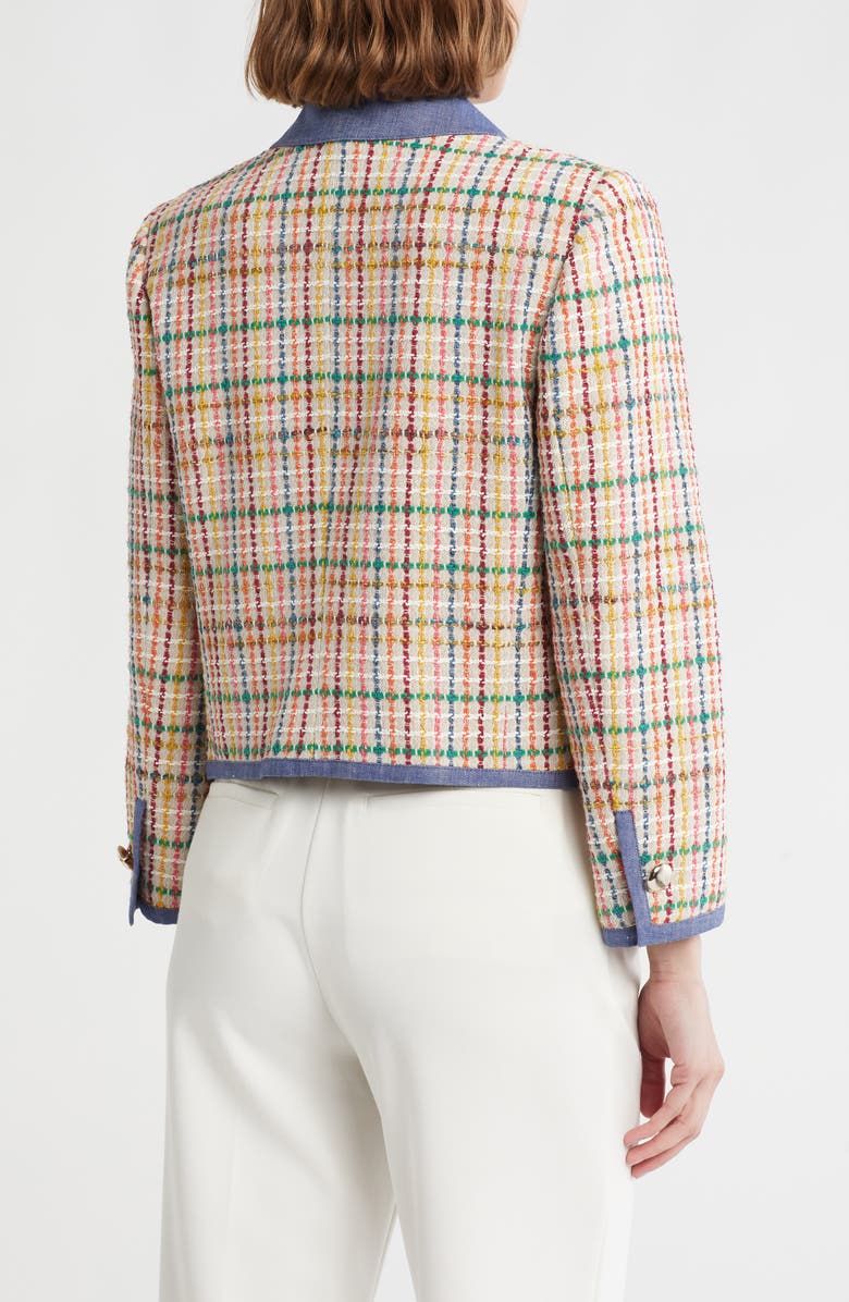 LK Bennett Marguerit Crop Jacket, Alternate, color, Blue/ Multi