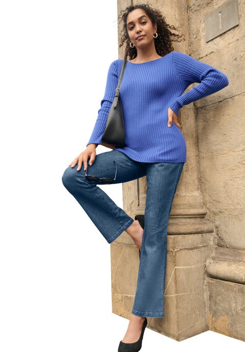 Stretch Denim Flared Leg Jegging (Plus Available)