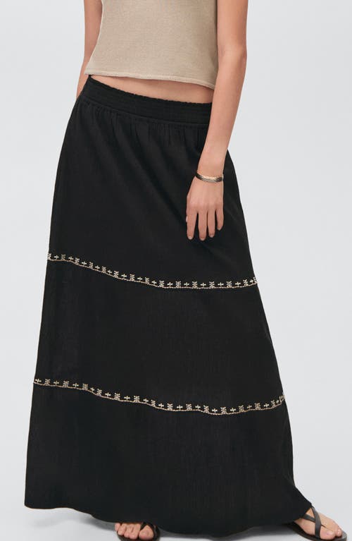 Mango Teen Embroidered Maxi Skirt In Black