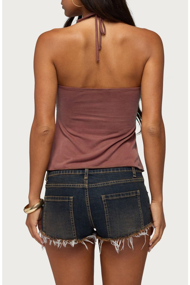 Ivana Studded Halter Top, Alternate, color, BROWN