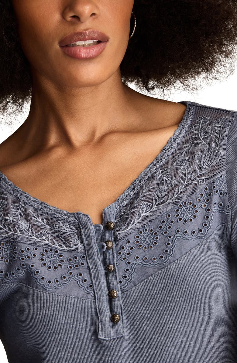 Lucky Brand Lace Yoke Cotton Henley, Alternate, color, Folkstone