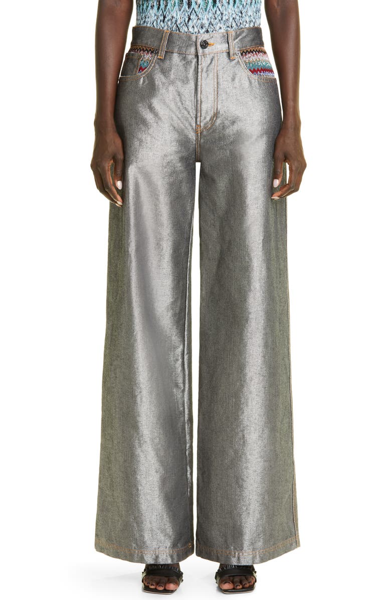 Missoni Wide Leg Metallic Denim Carpenter Pants, Main, color,