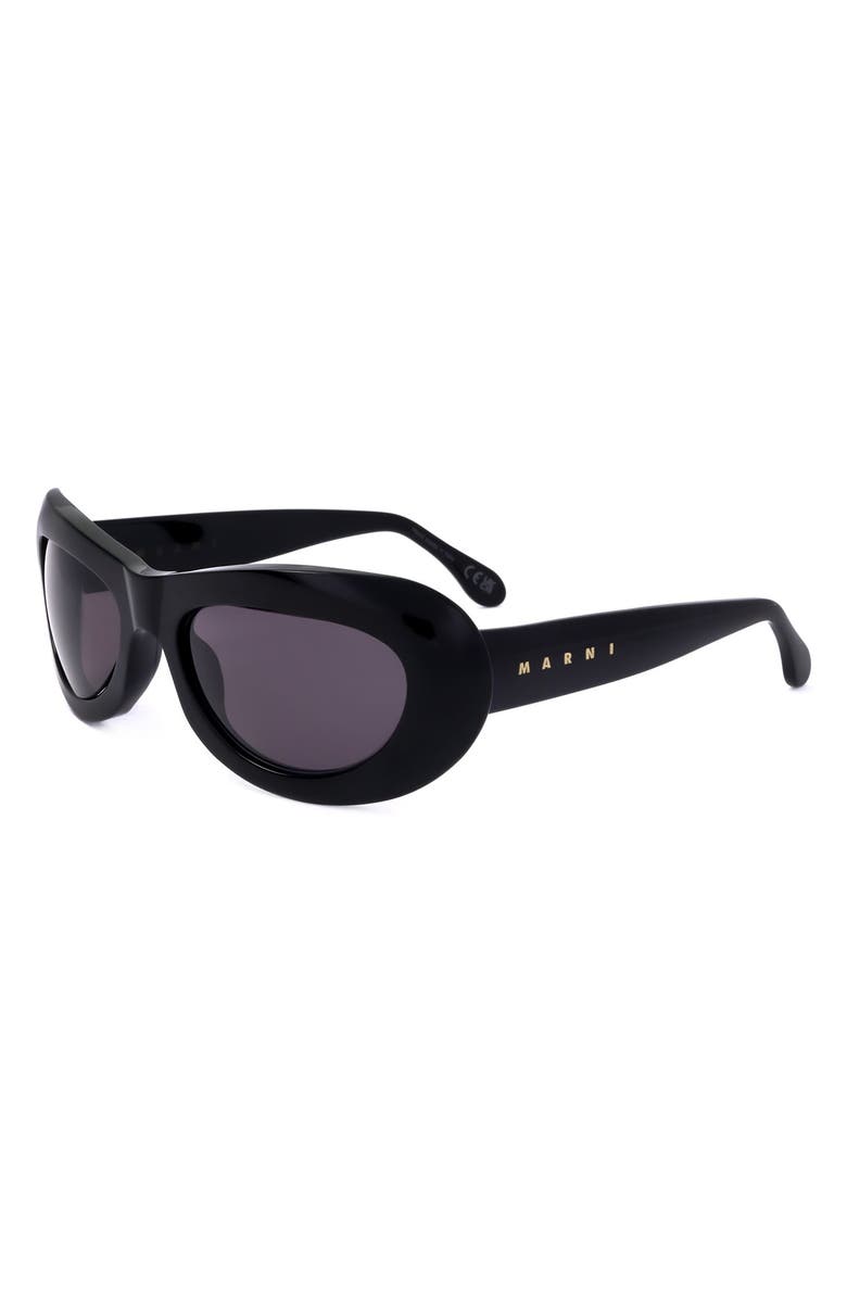Marni 59mm Wrap Oval Sunglasses, Alternate, color, Black / Grey