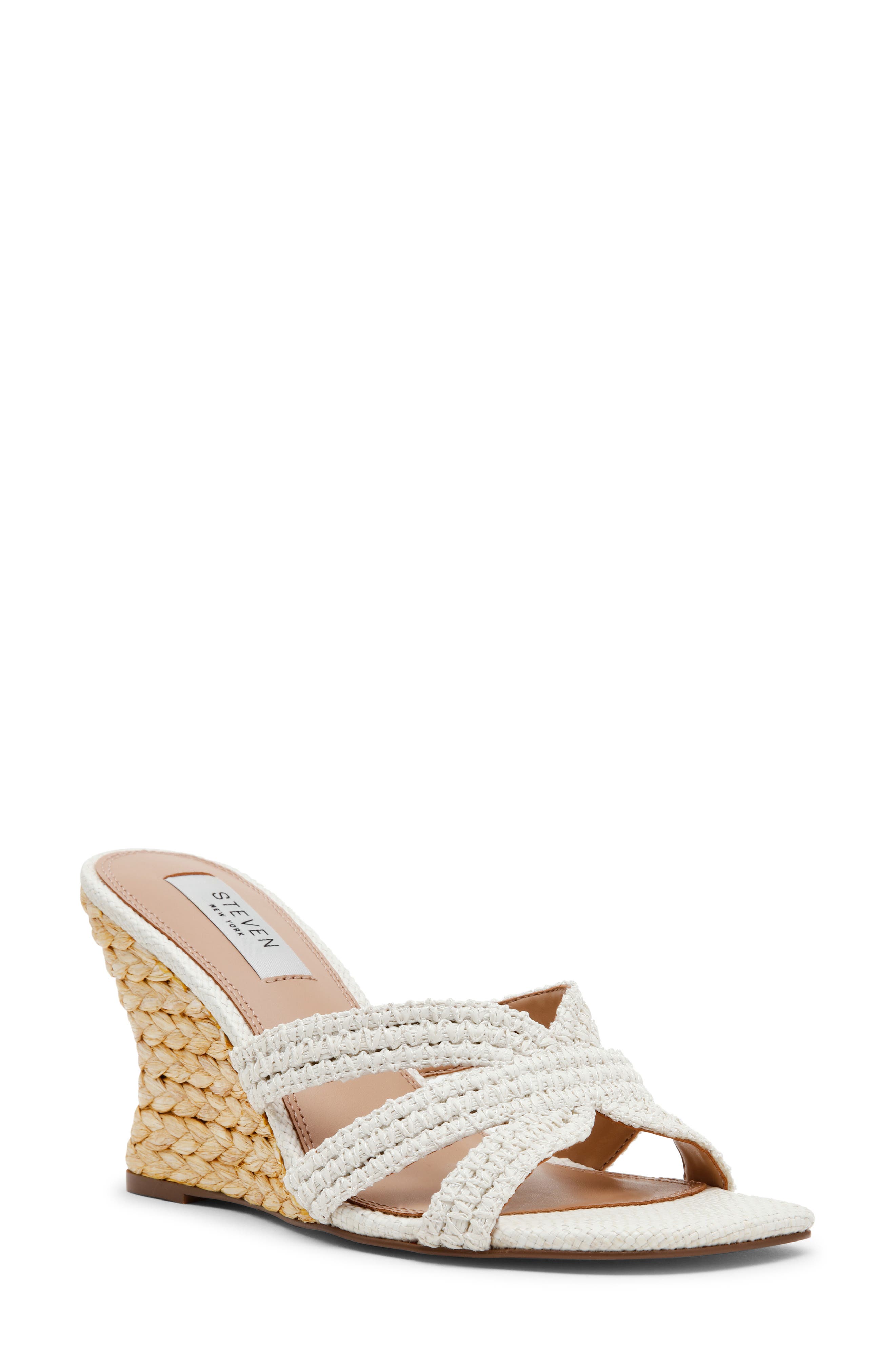 Steven New York Winona Wedge Sandal, Main, color, Bone