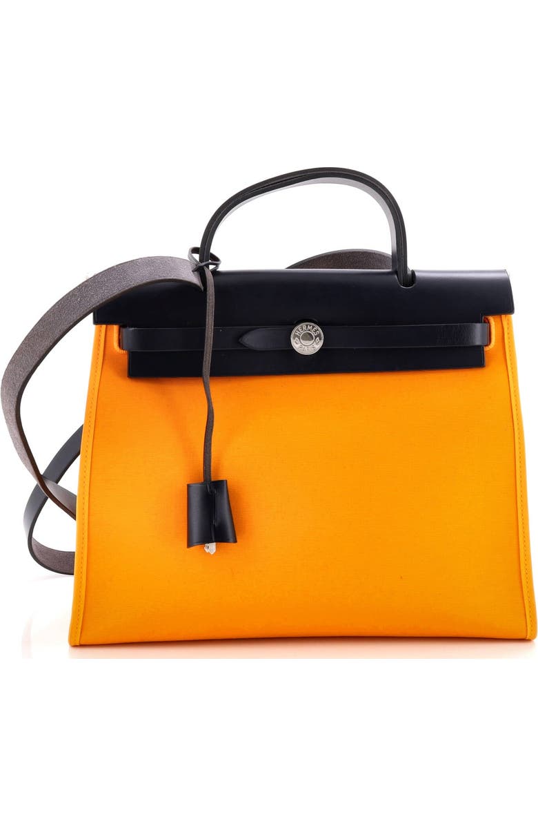 Pre-Owned Hermes Herbag Zip Leather and Toile 31, Main, color, Jaune D'or