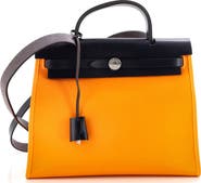 Pre-Owned Hermes Herbag Zip Leather and Toile 31