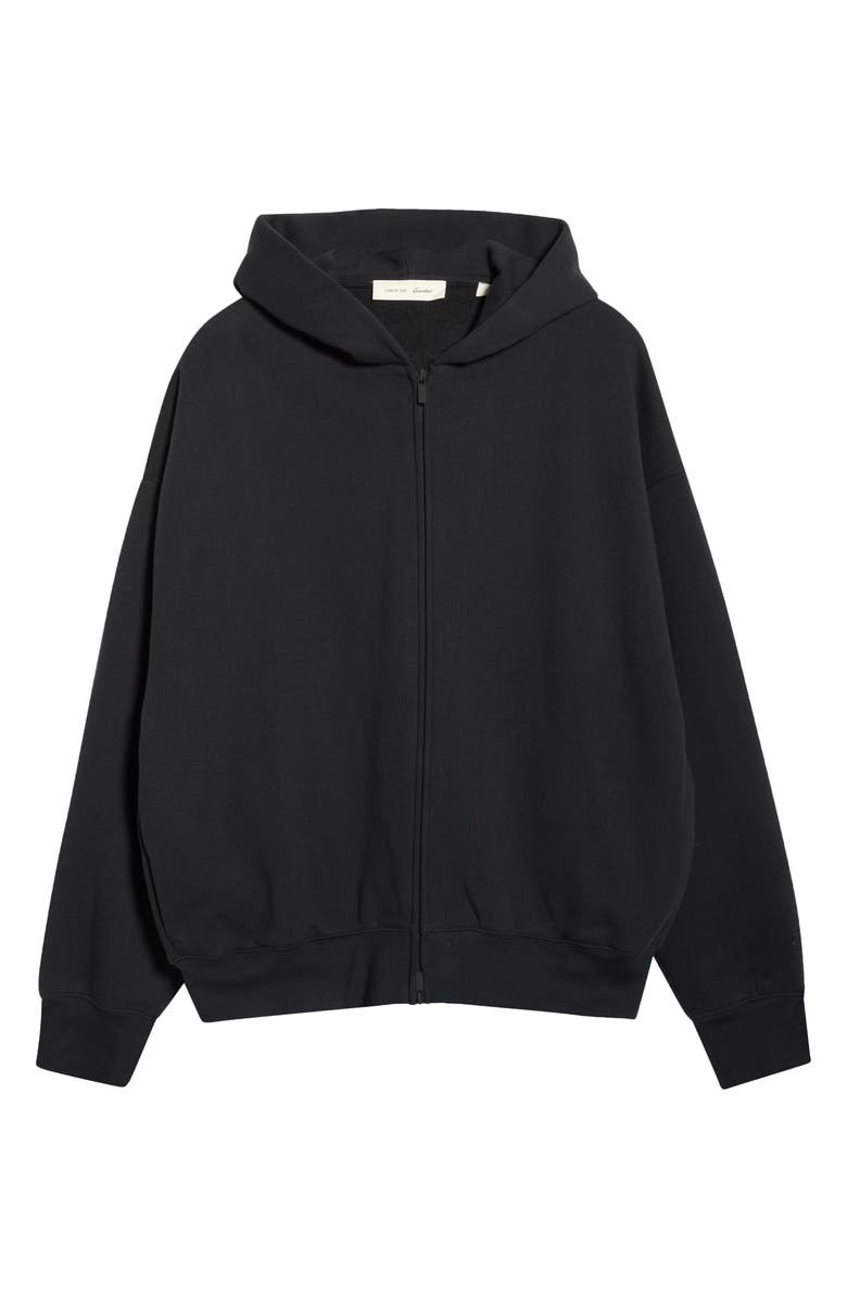 Fear of God Essentials Classic Fit Fleece Zip Hoodie, Alternate, color, Vintage Black/ White