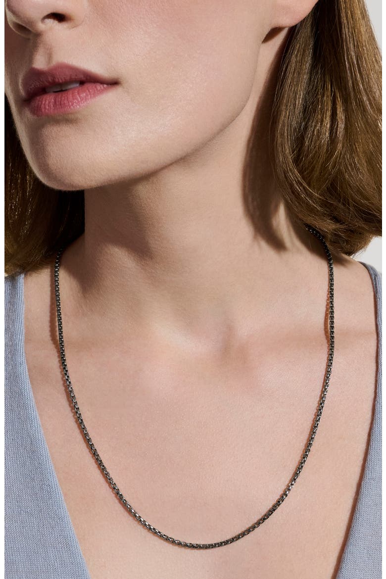 Box Chain Necklace, 2.7mm, Alternate, color, DARK SILVER