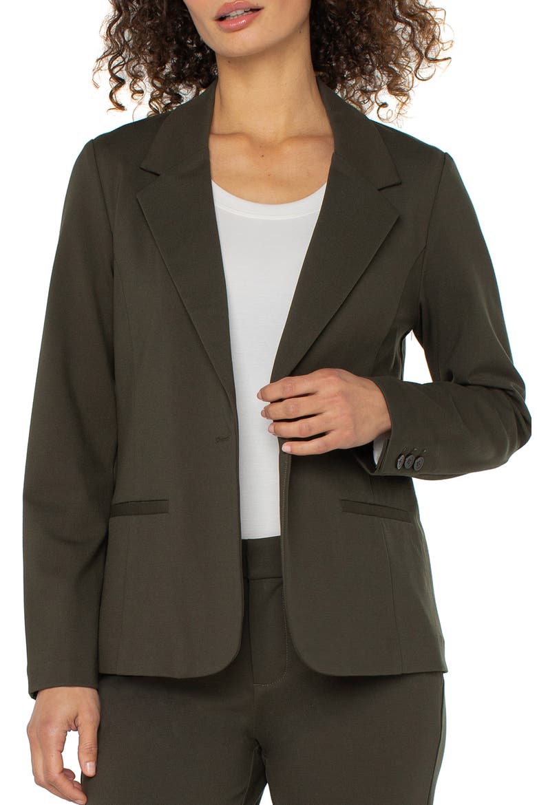 Fitted Knit Blazer, Alternate, color, FOREST NIGHT