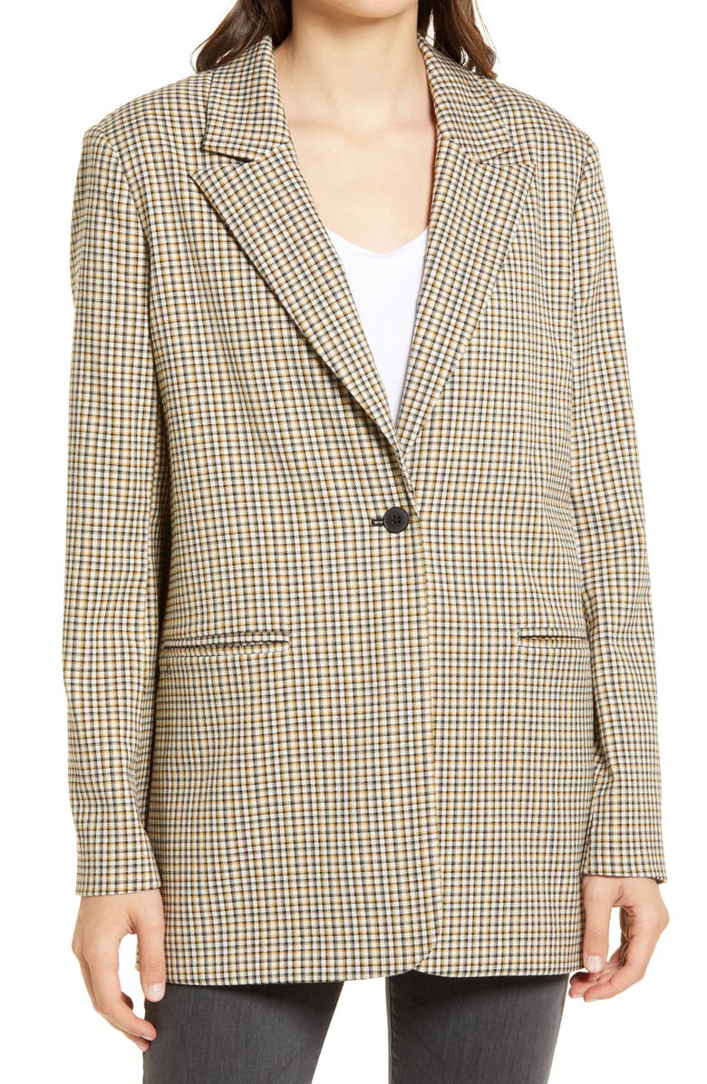 Treasure & Bond Plaid One-Button Blazer, Alternate, color, 
