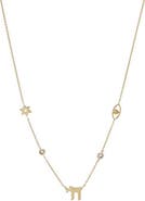 BY ADINA EDEN Diamond Accented Chai & Charms Necklace 14K