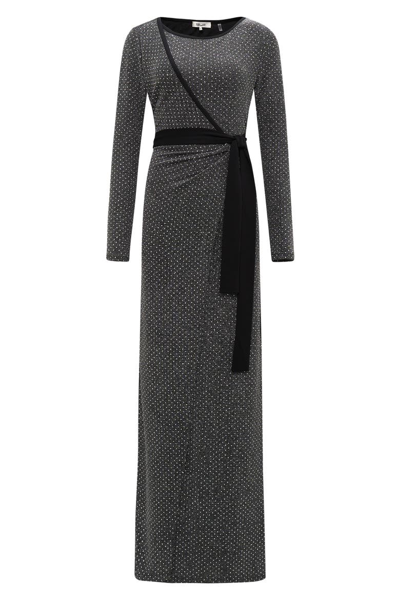 Simona Long Sleeve Faux Wrap Maxi Dress, Alternate, color, GREY