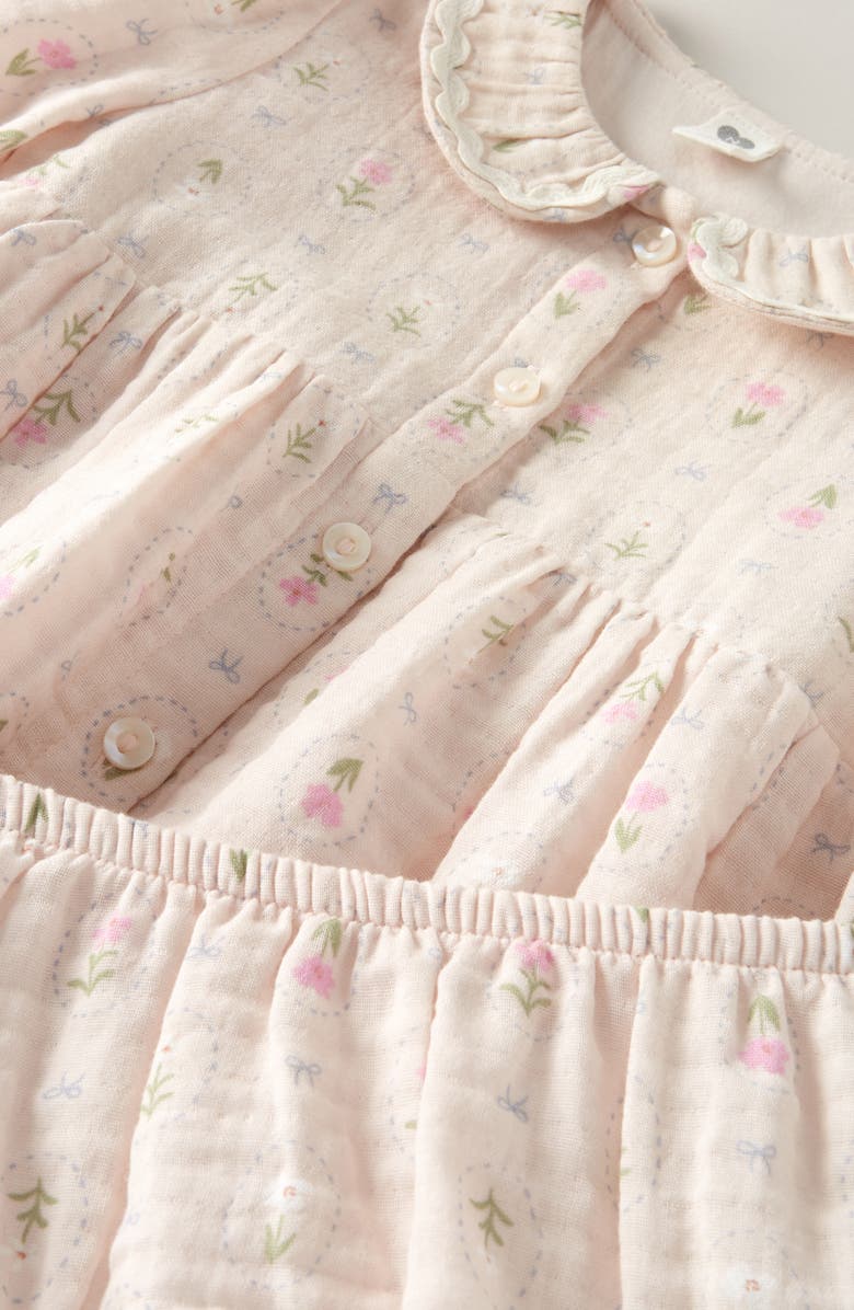 Nordstrom Button Front Long Sleeve Dress & Bloomers Set, Alternate, color, Pink Heaven Cottage Floral