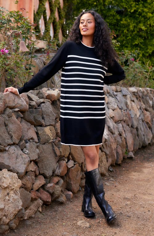 Karen Kane Long Sleeve Stripe Sweater Dress In Multi