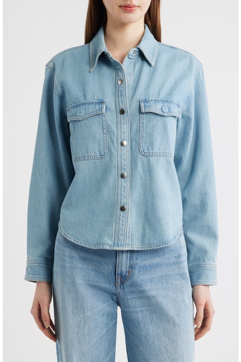 Airy Denim Relaxed Shirt Jacket, Alternate, color, FADED HORIZON WASH