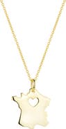 Spero London Love France Map Heart Necklace Sterling Silver