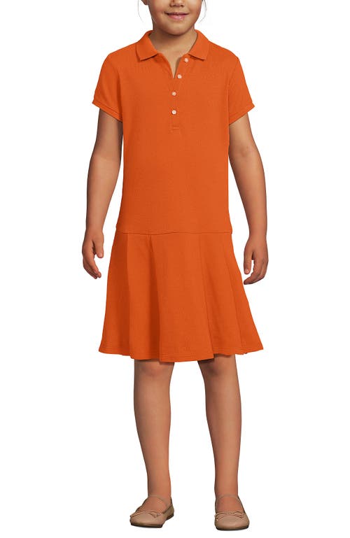 Lands' End School Uniform Girls Short Sleeve Mesh Pleated Polo Dress In Orange