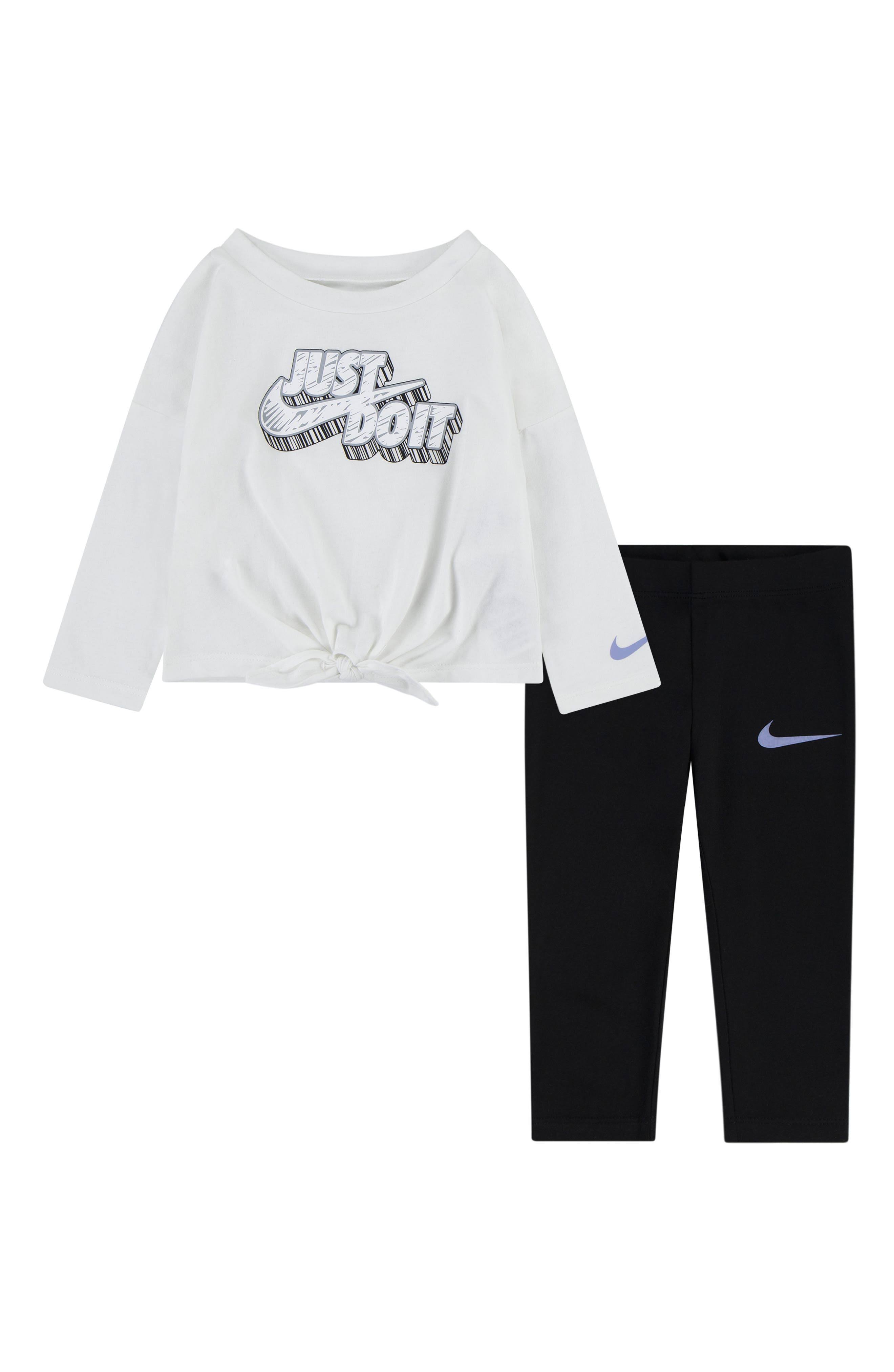 Nike Tie Front Long Sleeve Tee & Leggings Set