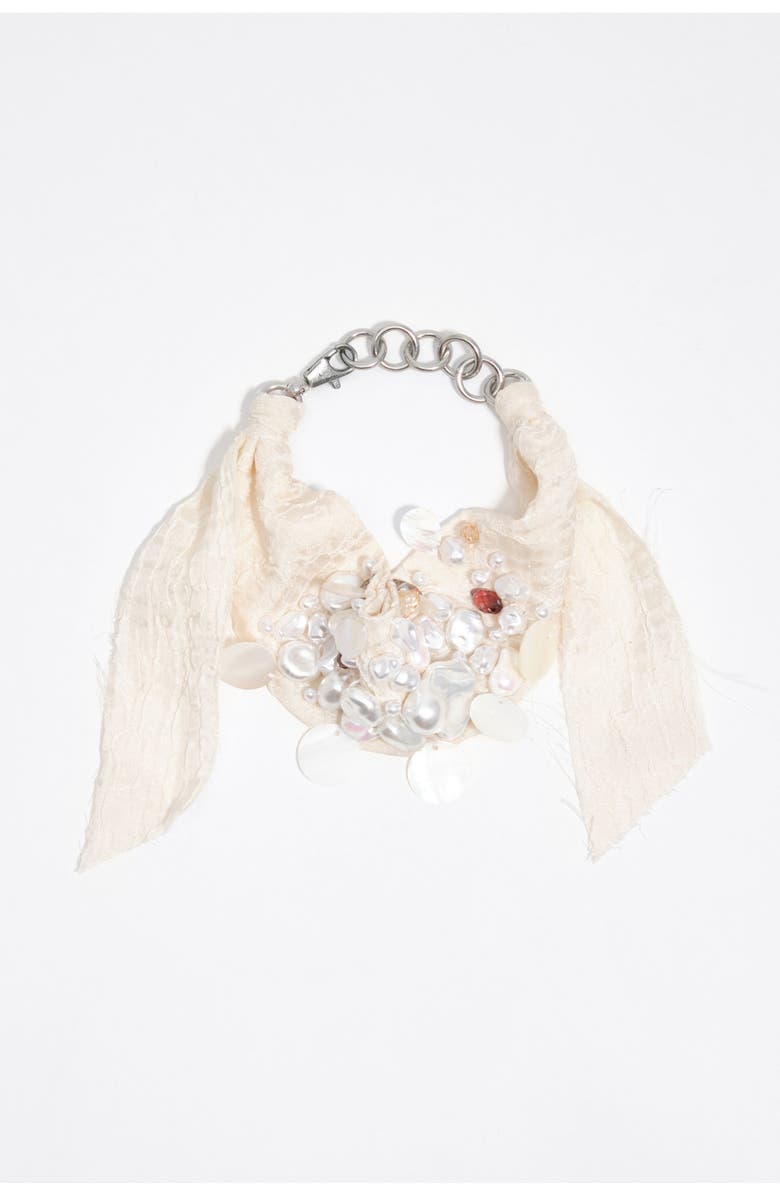 Bimba y Lola Woven Choker Necklace With Pearls, Main, color, Ivory