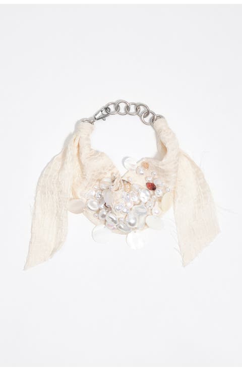 Woven Choker Necklace With Pearls